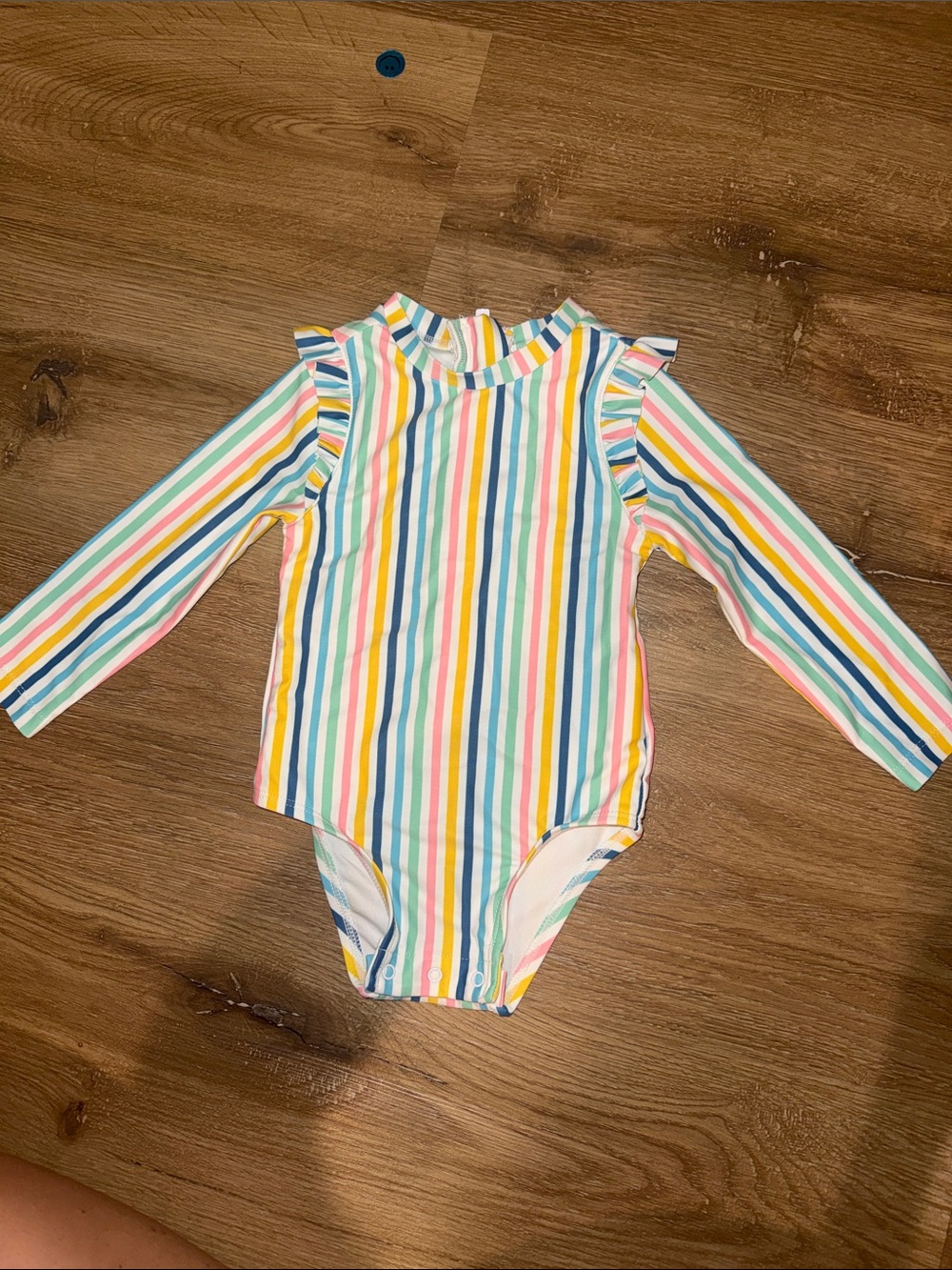 Striped Multicolor Long-Sleeve Kids One-Piece Swimsuit